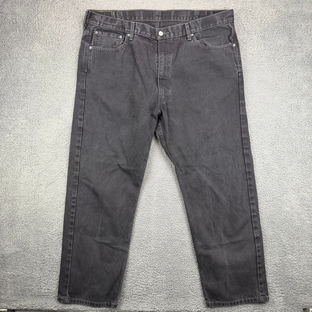 Levis 501 Original Fit Jeans Mens 44x30 Black Denim Button Fly Straight Leg